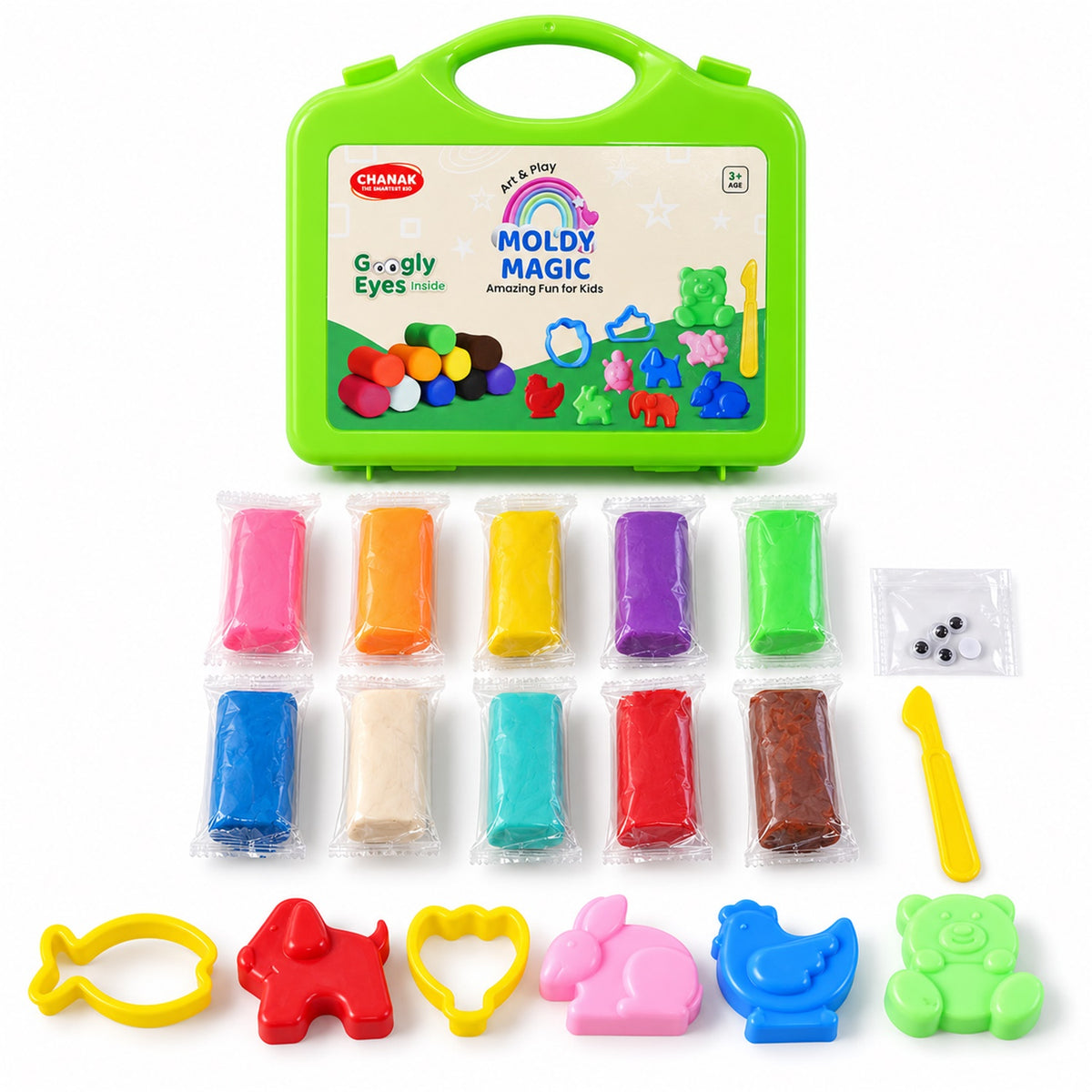 Modelling clay set with moulds and carry case 04