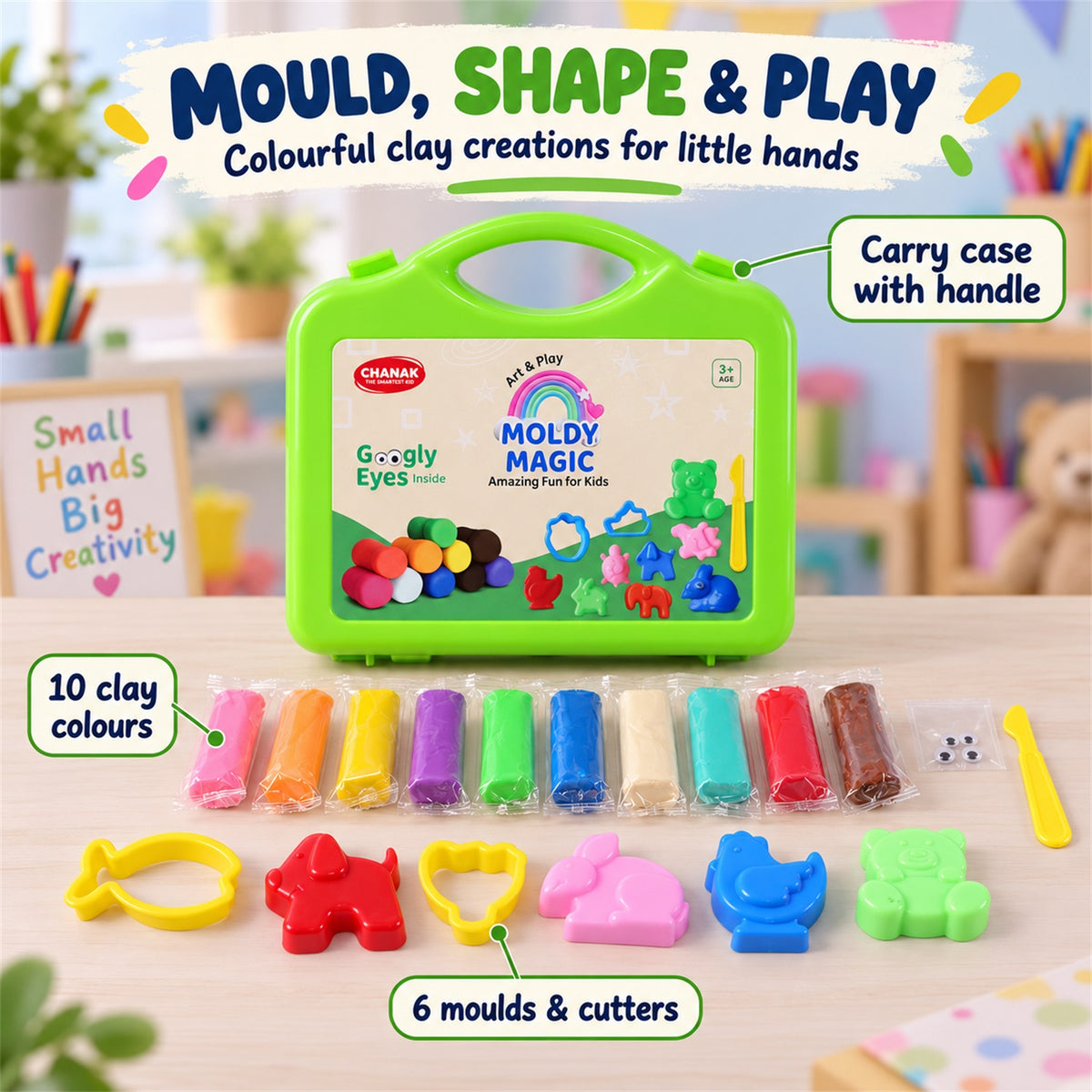 Modelling clay set with moulds and carry case 05