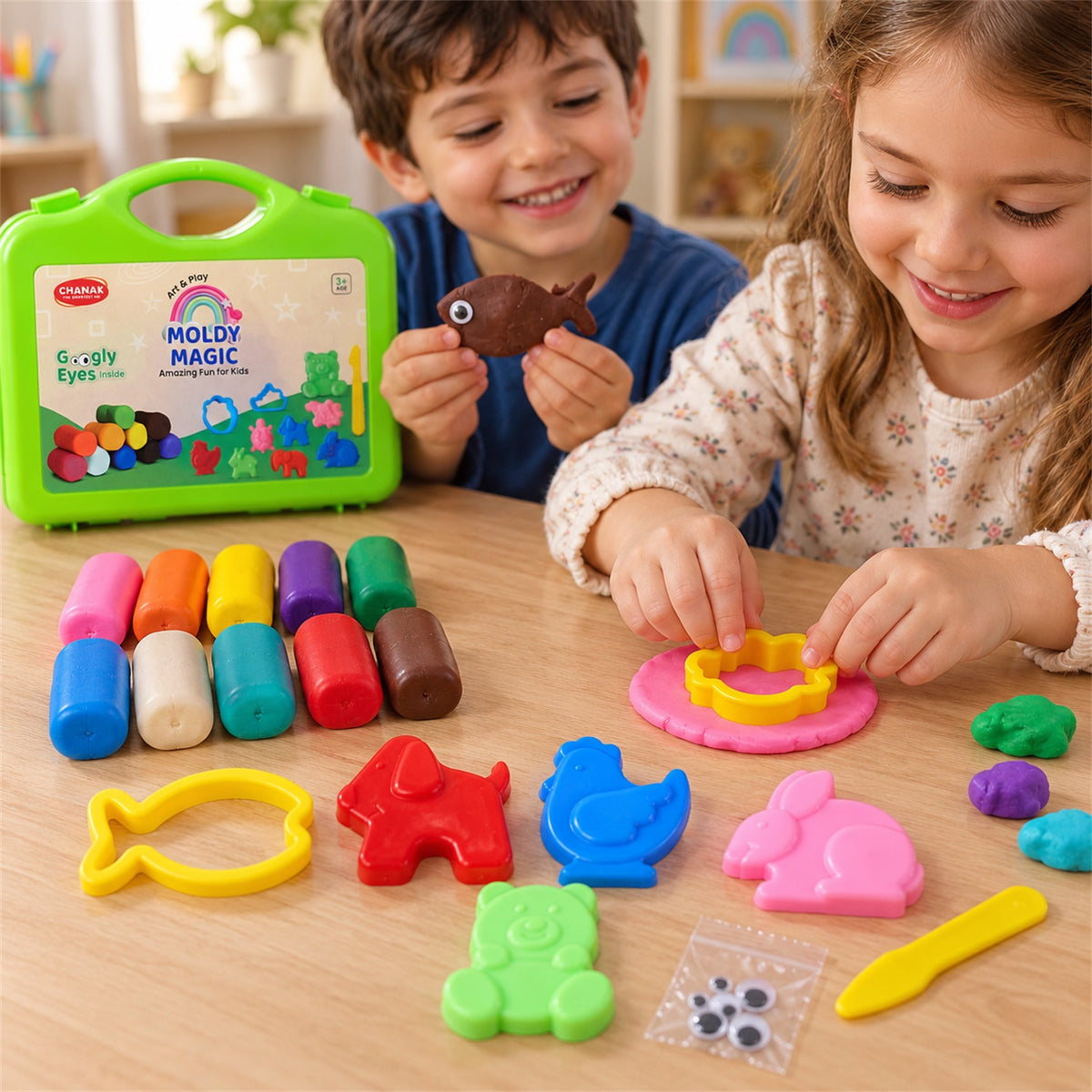 Modelling clay set with moulds and carry case 07