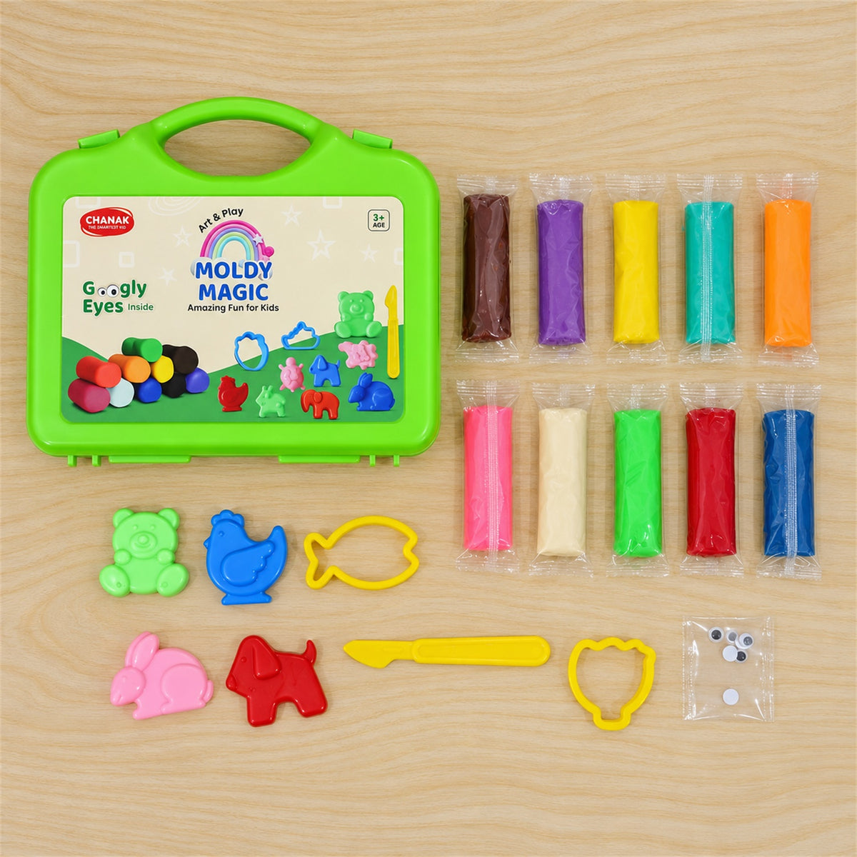 Modelling clay set with moulds and carry case actual product