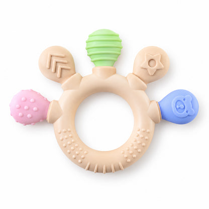 Soft silicone baby teether ring with textured ends 05