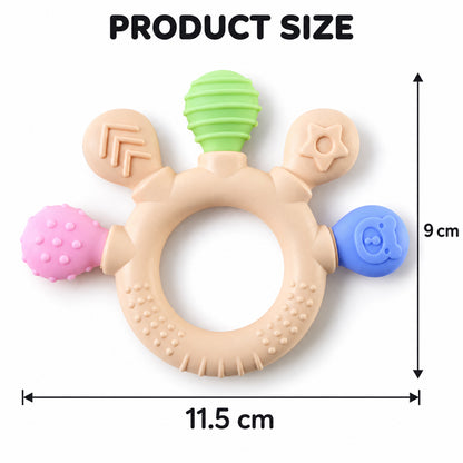 Soft silicone baby teether ring with textured ends 07