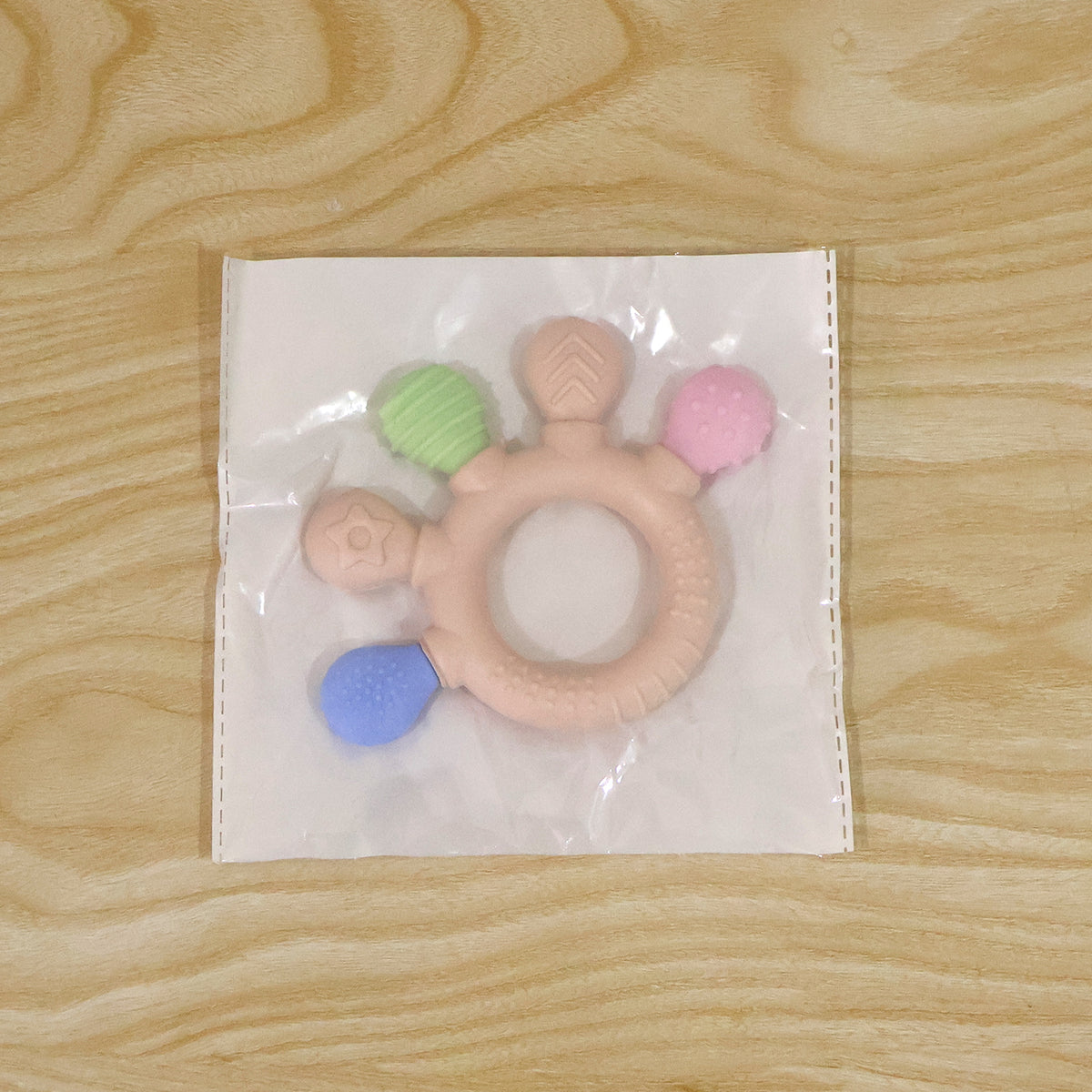Soft silicone baby teether ring with textured ends 09