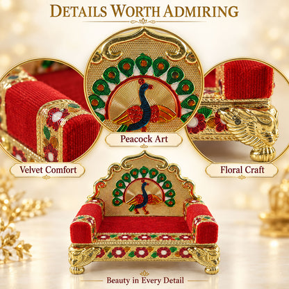Peacock design devotional singhasan throne 03