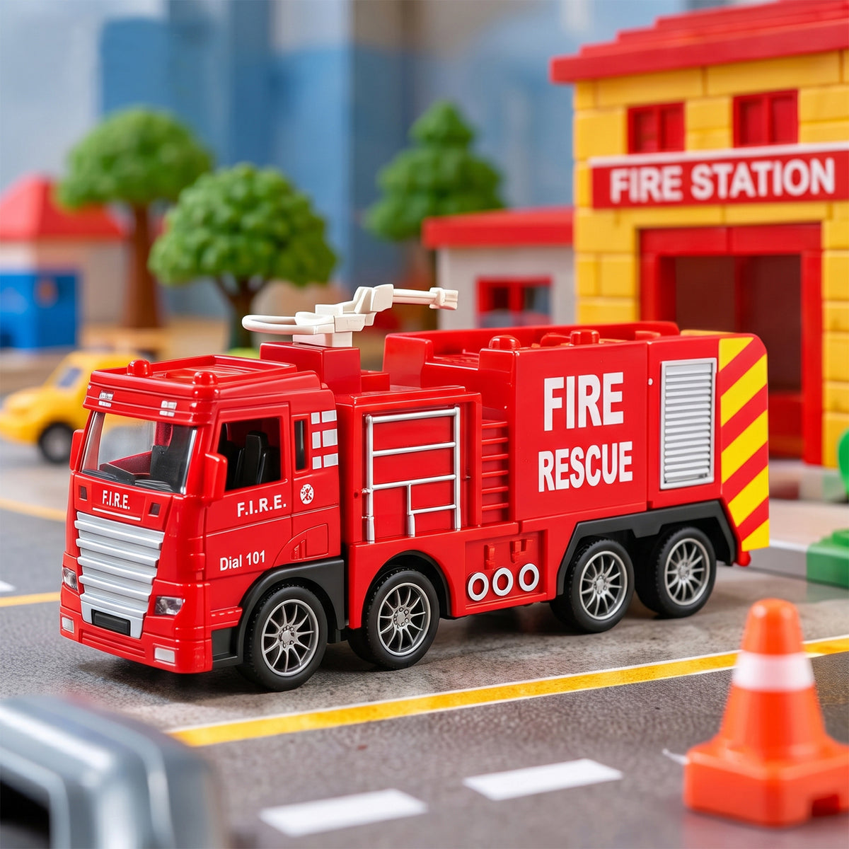 Pullback fire rescue truck toy 07