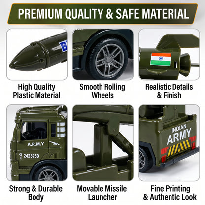 Pullback army truck toy with missile model 02
