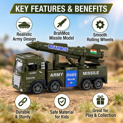 Pullback army truck toy with missile model 07