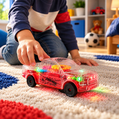 Transparent gear pickup toy car with lights and sound 02