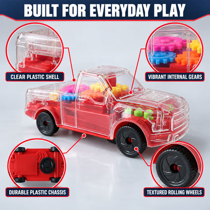 Transparent gear pickup toy car with lights and sound 05