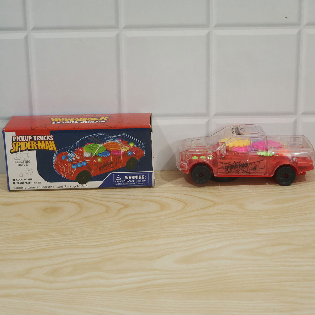 Transparent gear pickup toy car with lights and sound 09