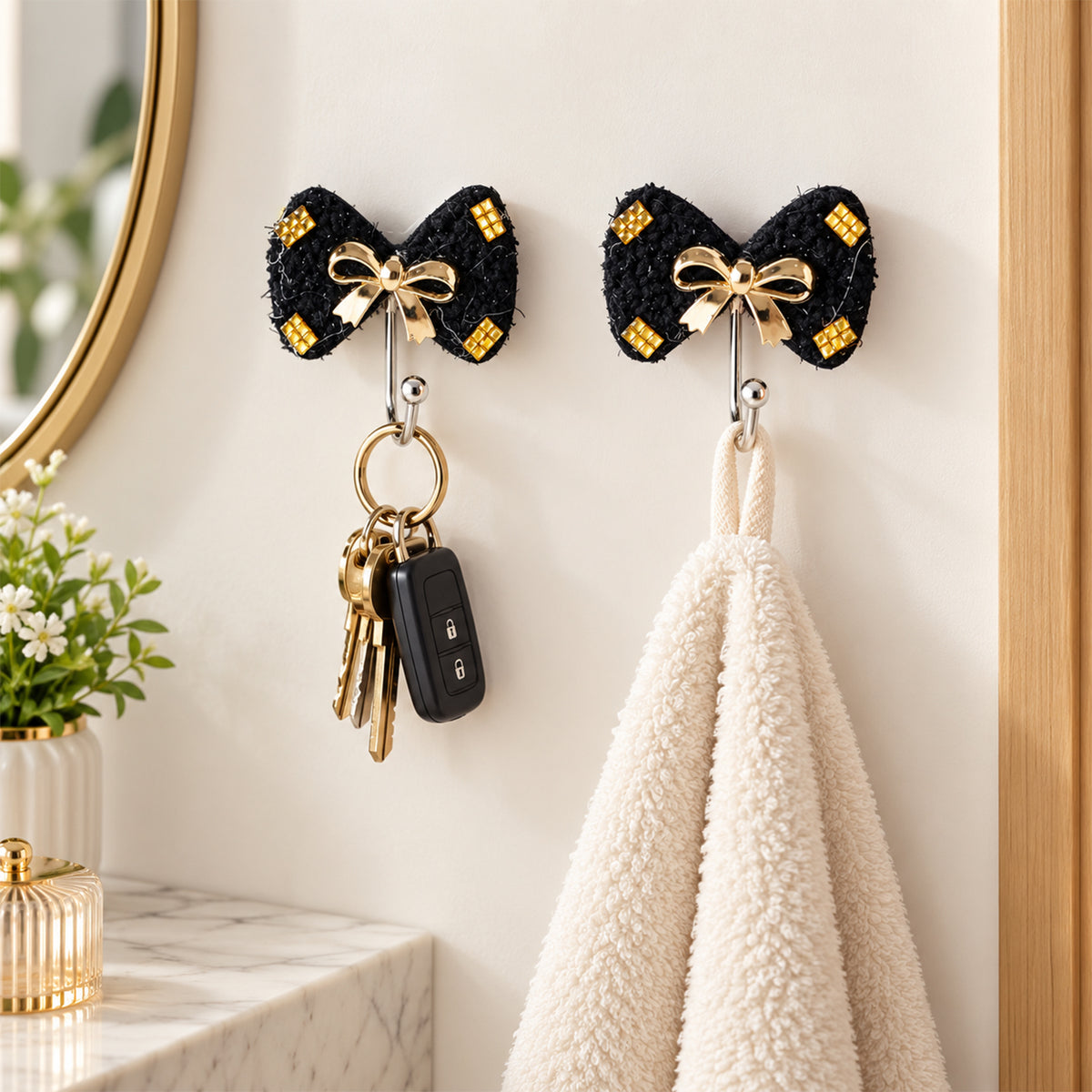 Decorative bow adhesive wall hooks - product view 02