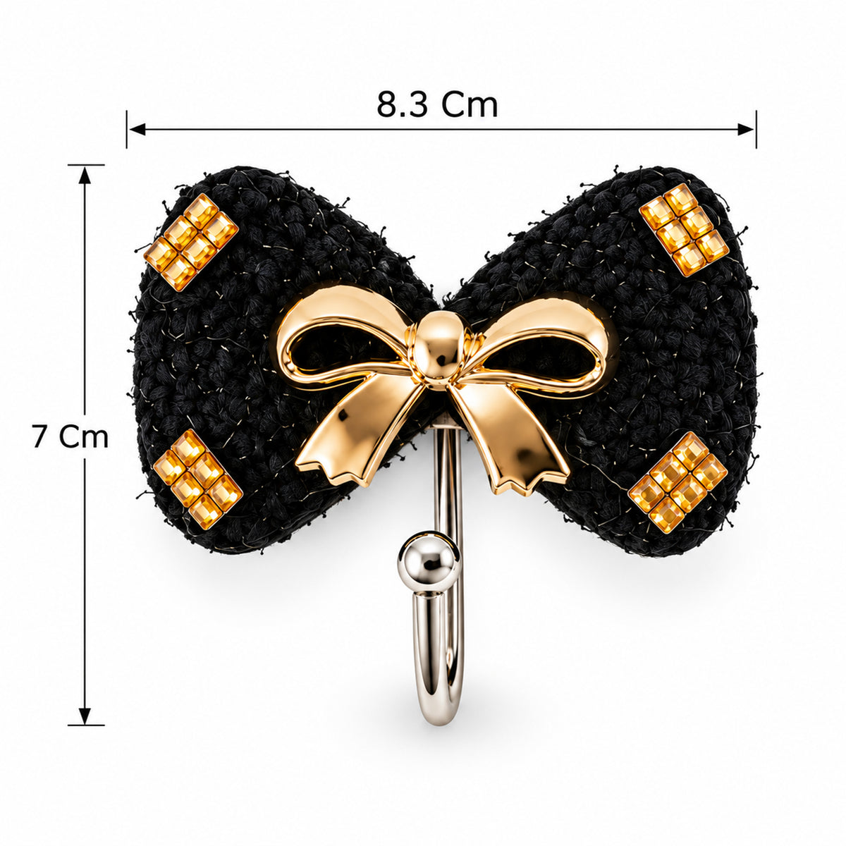 Decorative bow adhesive wall hooks - dimensions