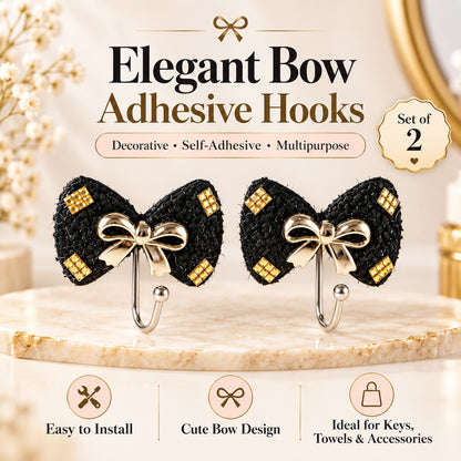 Decorative bow adhesive wall hooks - product view 08