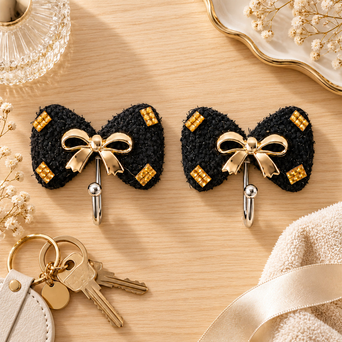 Decorative bow adhesive wall hooks - product view 09