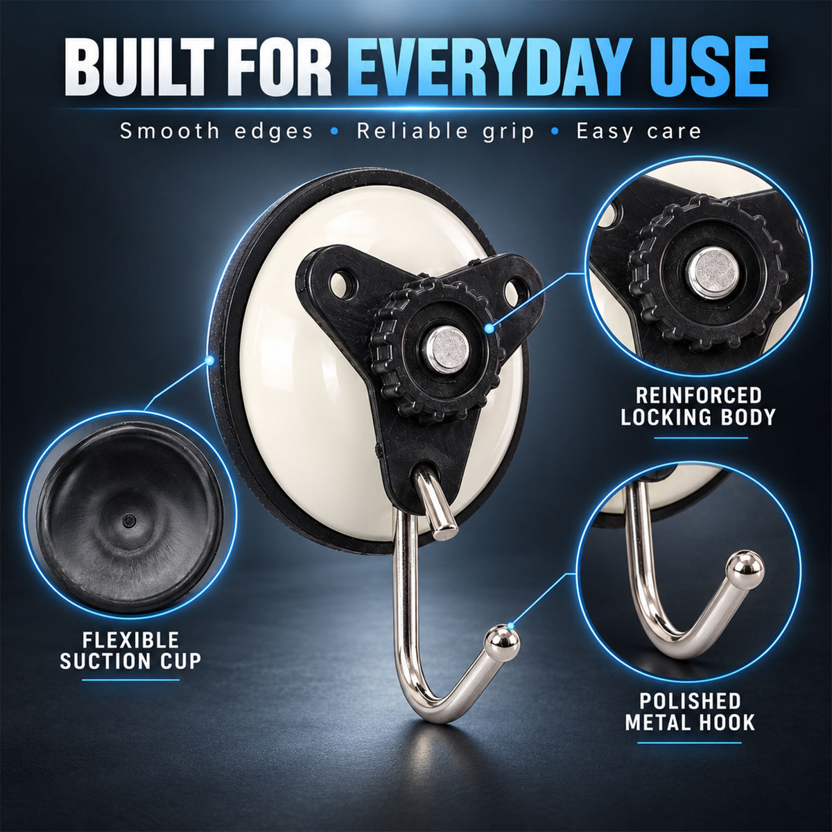 Suction cup snap wall hooks - construction details