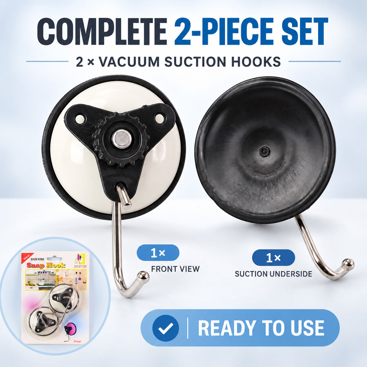 Suction cup snap wall hooks - set contents