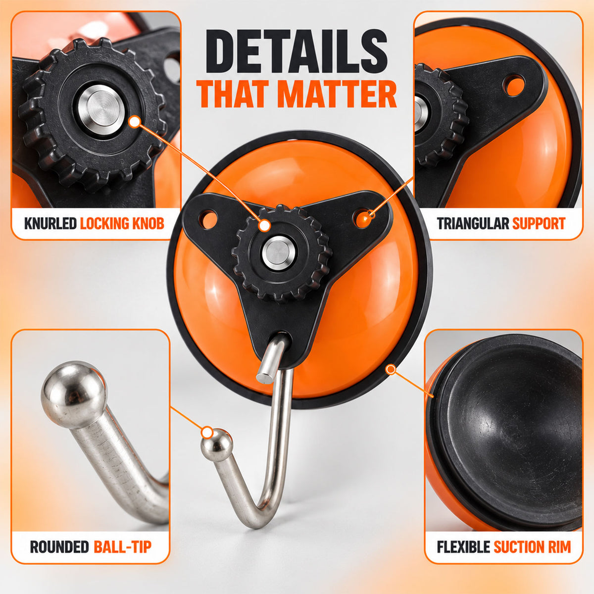 Suction cup snap wall hooks - product details 04