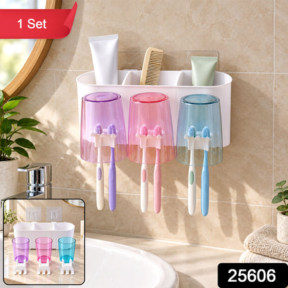Wall mounted toothbrush holder with three cups - SKU photo