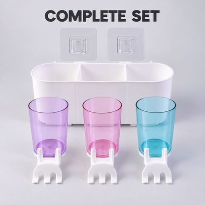 Wall mounted toothbrush holder with three cups - product view 9