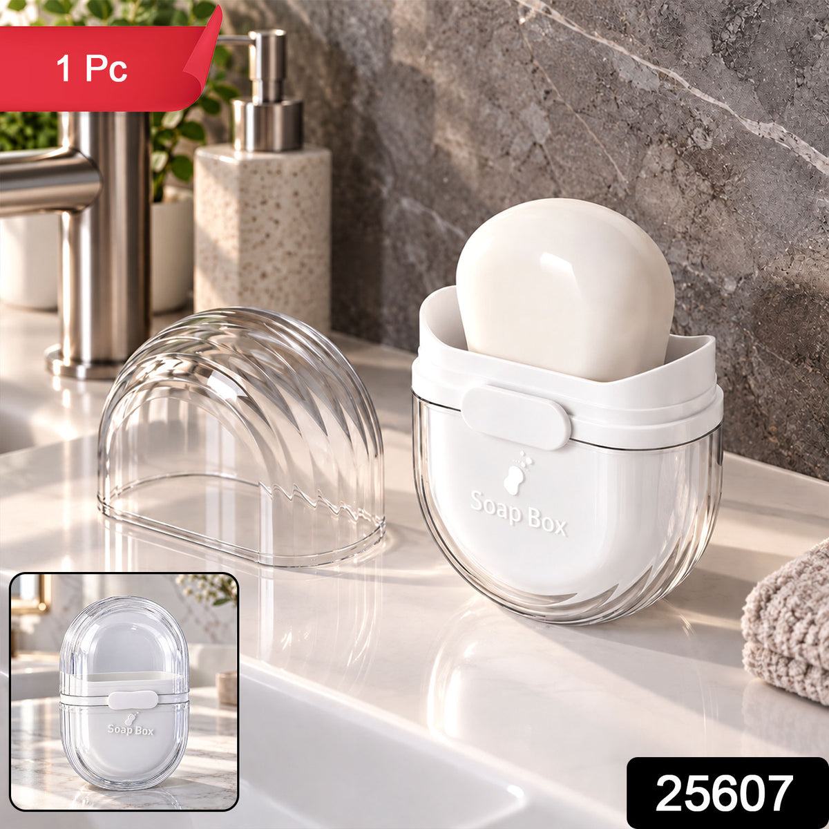 Plastic Travel Soap Case with Slide Lock and Removable Tray for Toiletries (1 Pc)