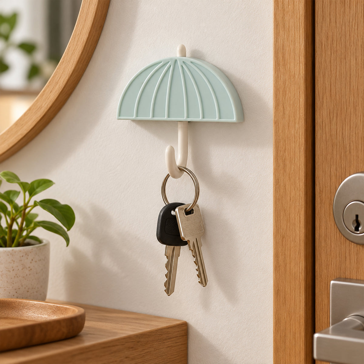 Umbrella design adhesive wall hook view 01
