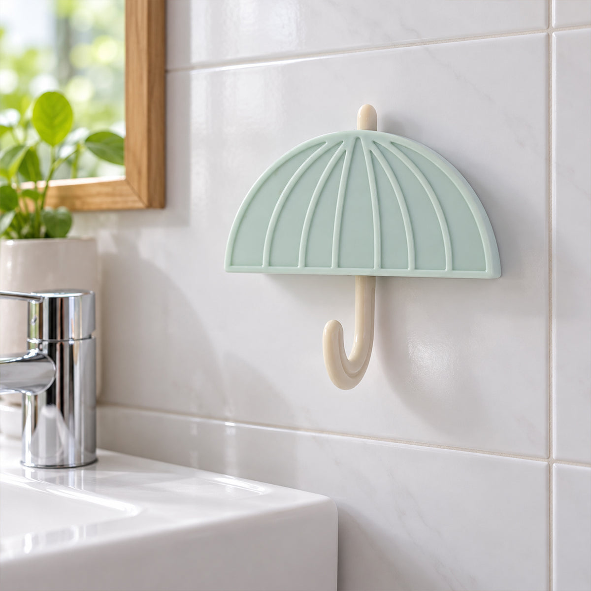 Umbrella design adhesive wall hook view 03