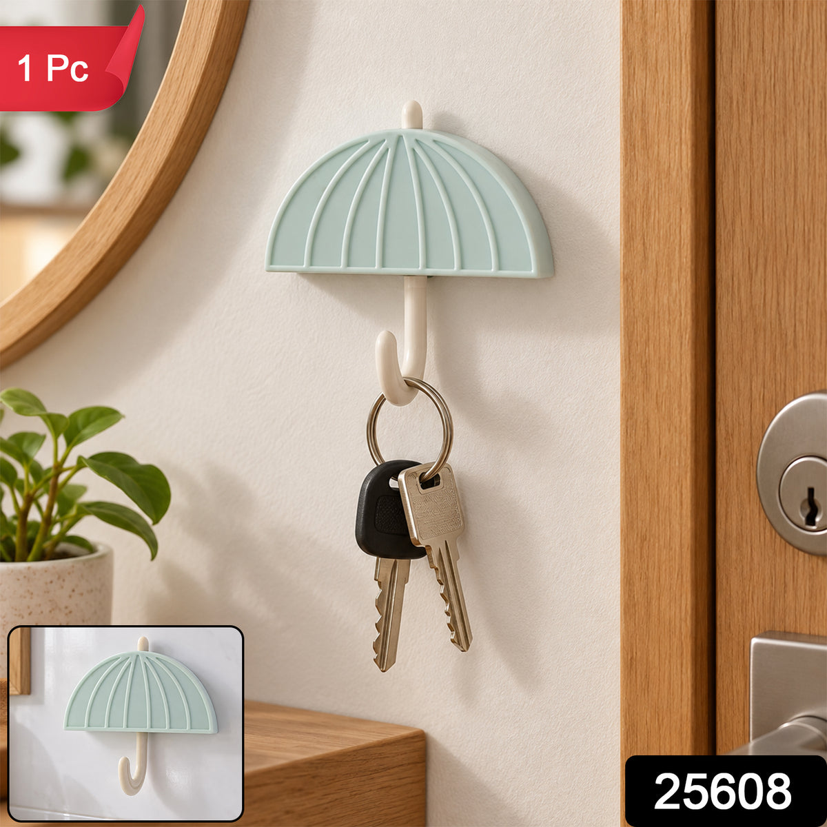 Umbrella design adhesive wall hook 1 Pc label
