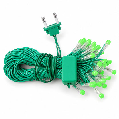 Green LED string lights - white background