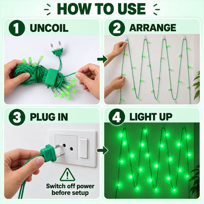 Green LED string lights - setup instructions