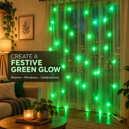Green LED string lights - festive display