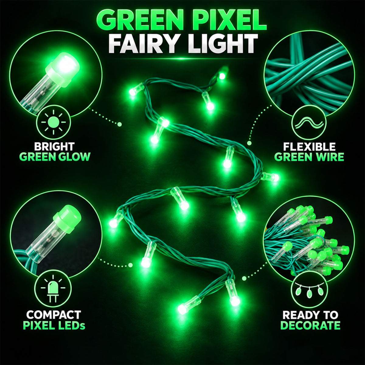 Green LED string lights - lighting features