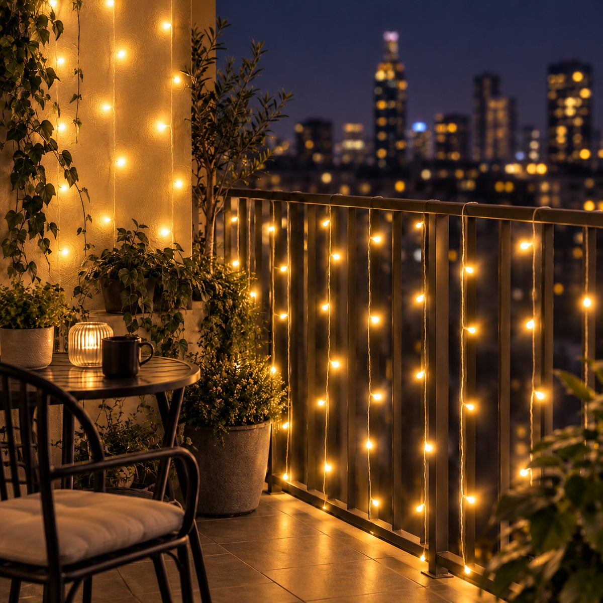 Yellow LED string lights festive home decor