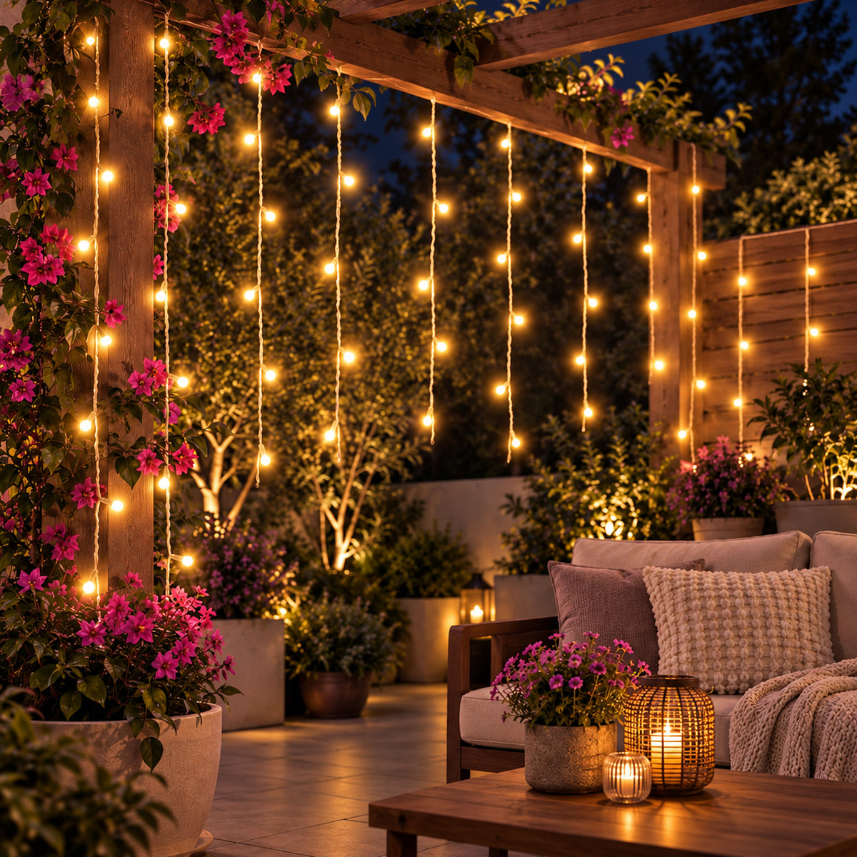 Yellow string lights white bg