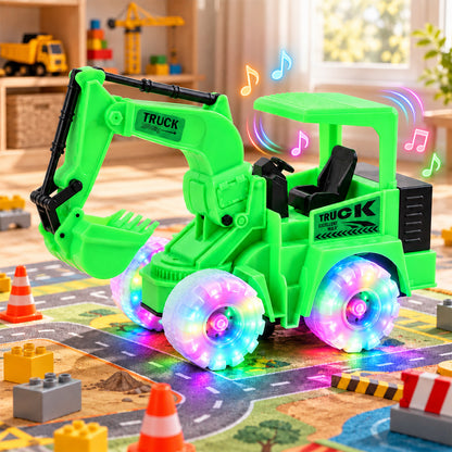 Musical excavator truck toy with RGB lights - main product photo