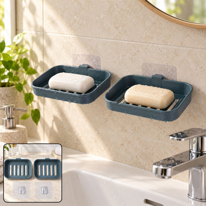 Wall mounted draining soap dish set - installed display
