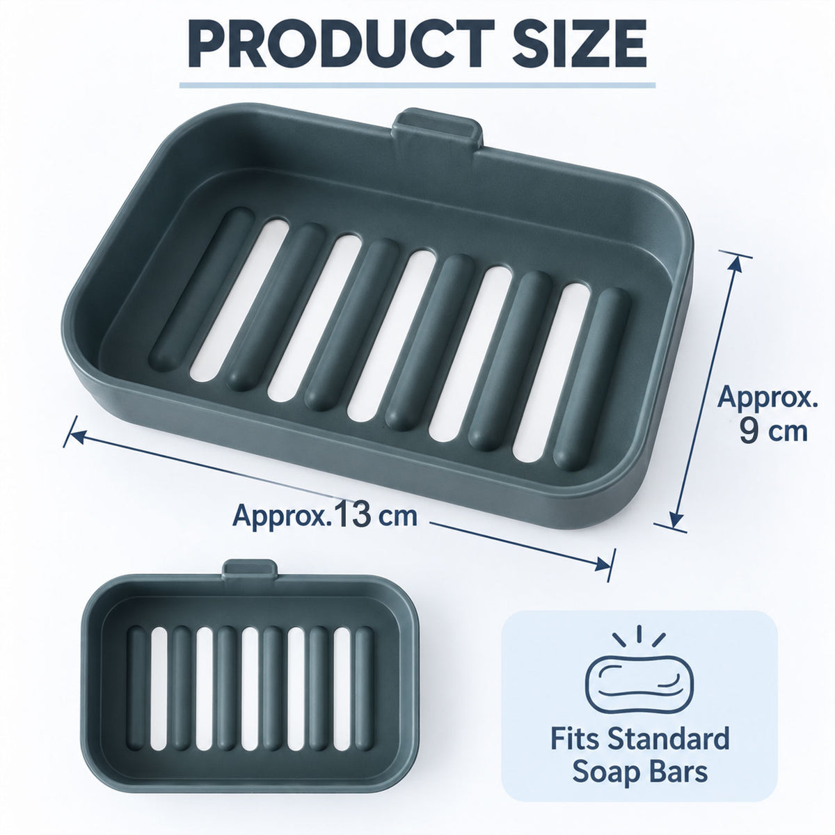 Wall mounted draining soap dish set - dimensions