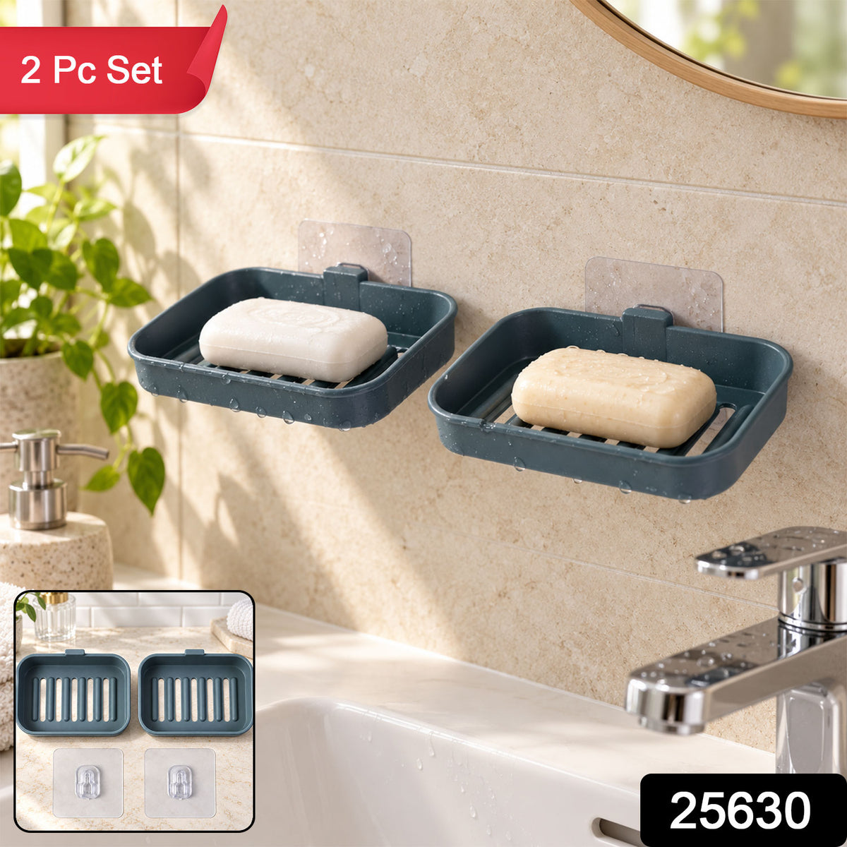 Wall mounted draining soap dish set - SKU photo