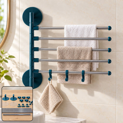 Five arm swivel towel and pant rack - display with inset