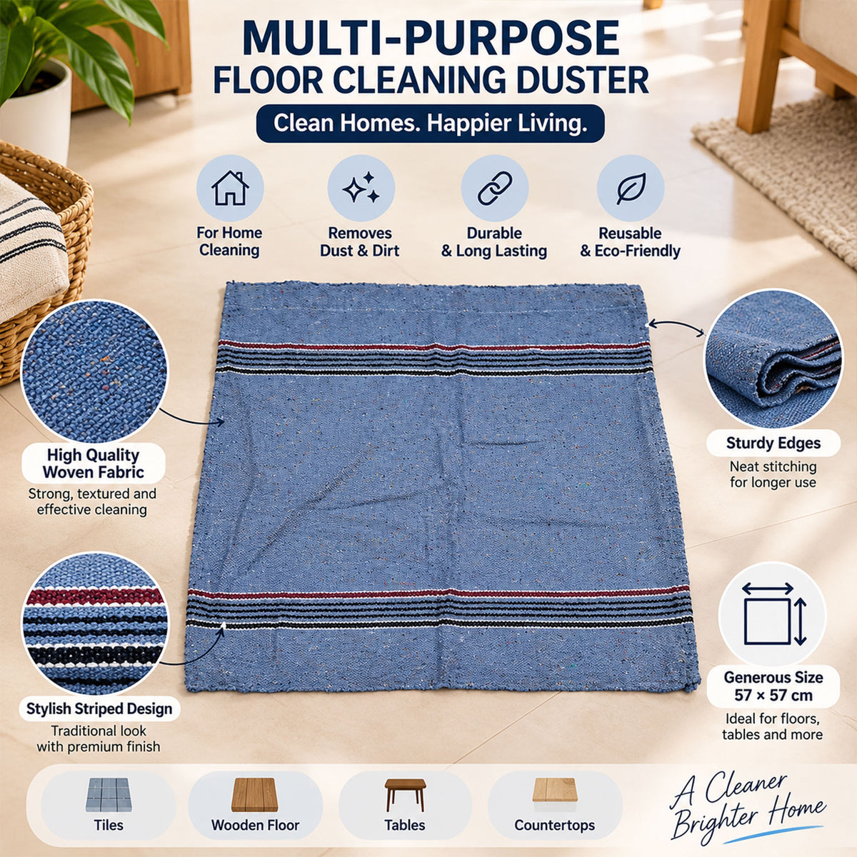 Striped woven floor cleaning cloths 03