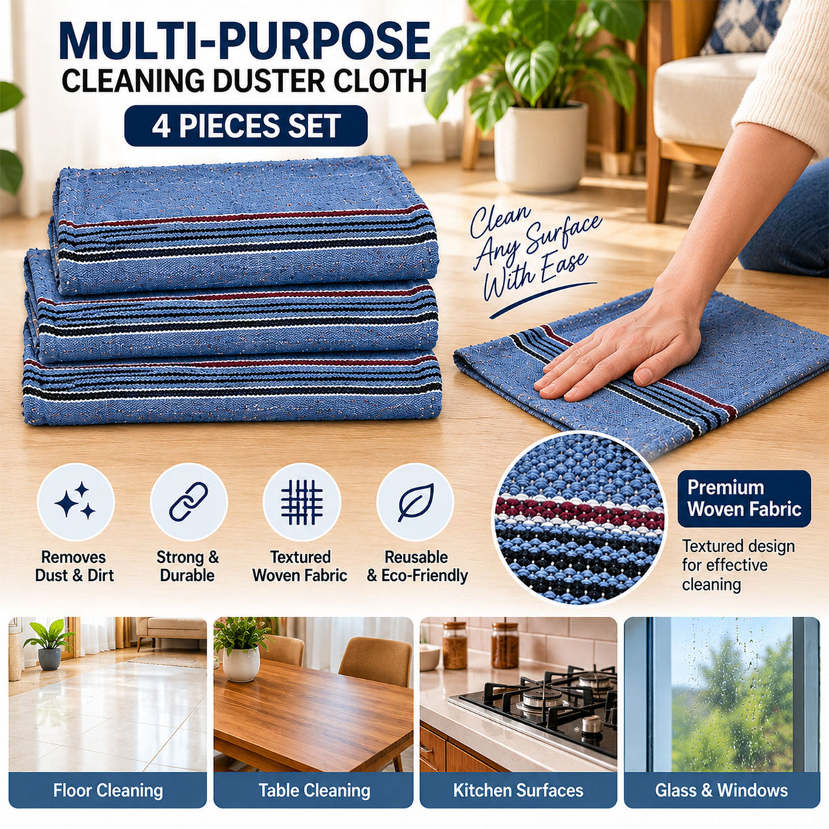 Striped woven floor cleaning cloths 04