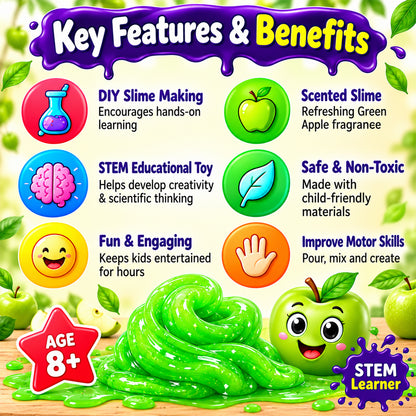 Green apple DIY slime activity kit view 05