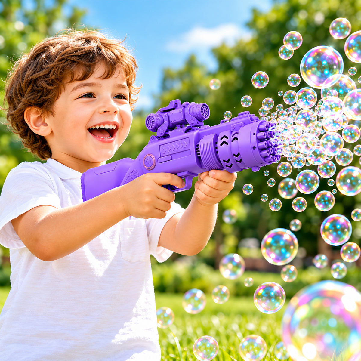 Bubble blaster toy gun with liquid and tray - main photo
