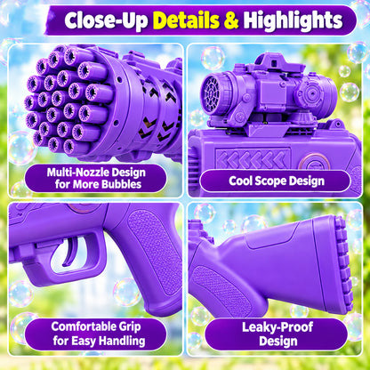 Bubble blaster toy gun with liquid and tray - view 03