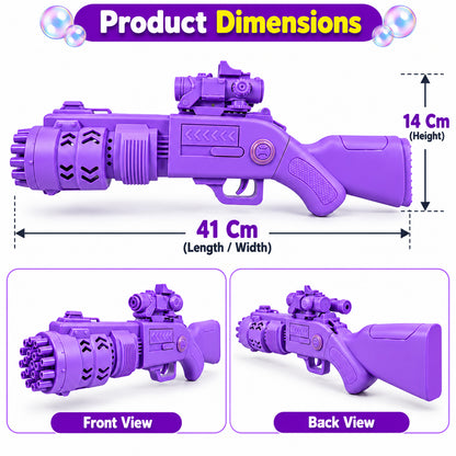 Bubble blaster toy gun with liquid and tray - dimensions