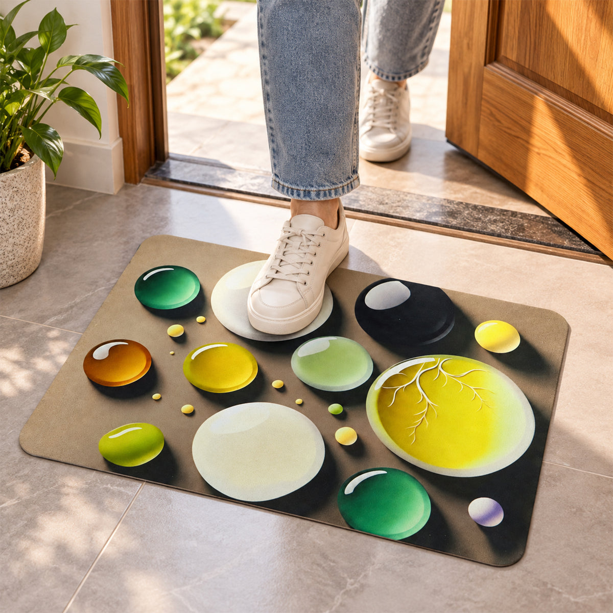 Bubble print decorative floor mat view 01