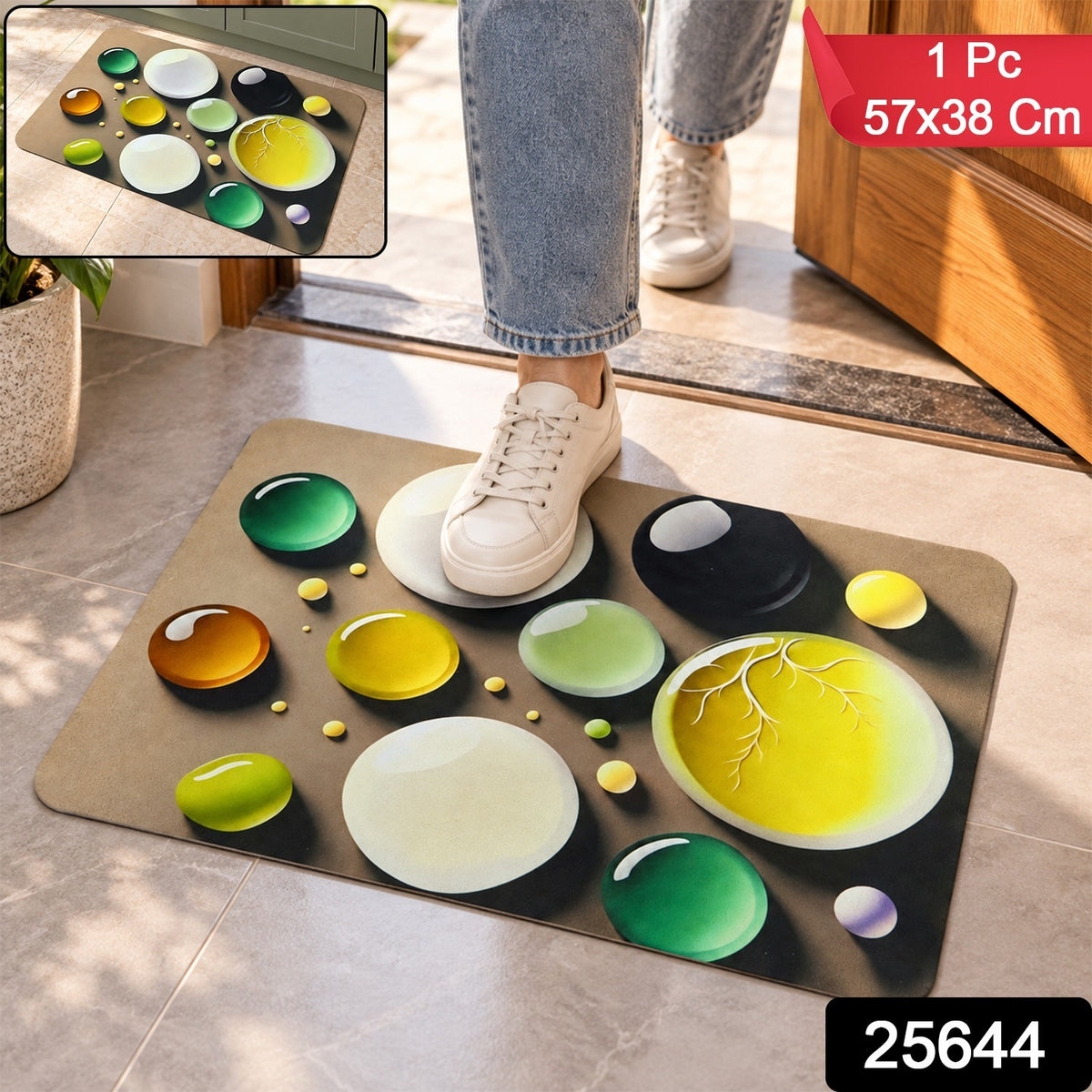 Bubble print decorative floor mat 1 Pc 57x38 Cm label