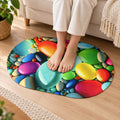 Colourful Pebble Print Oval Door Mat for Home Floor Decor (1 Pc, 57.5x38 Cm)