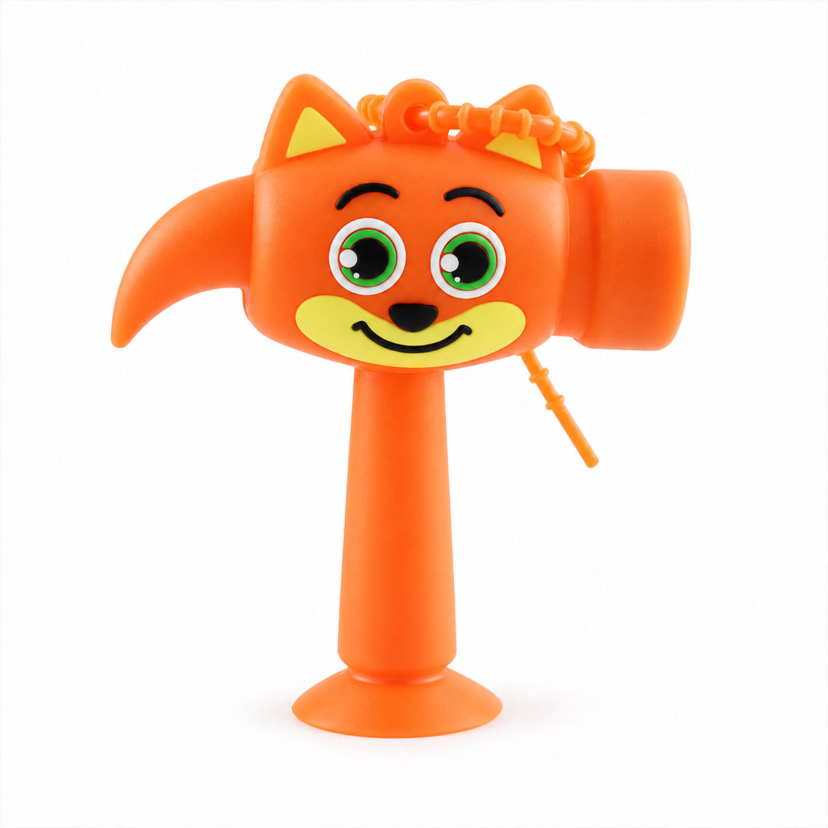 Cartoon sound hammer keychain toy in assorted designs, white background view