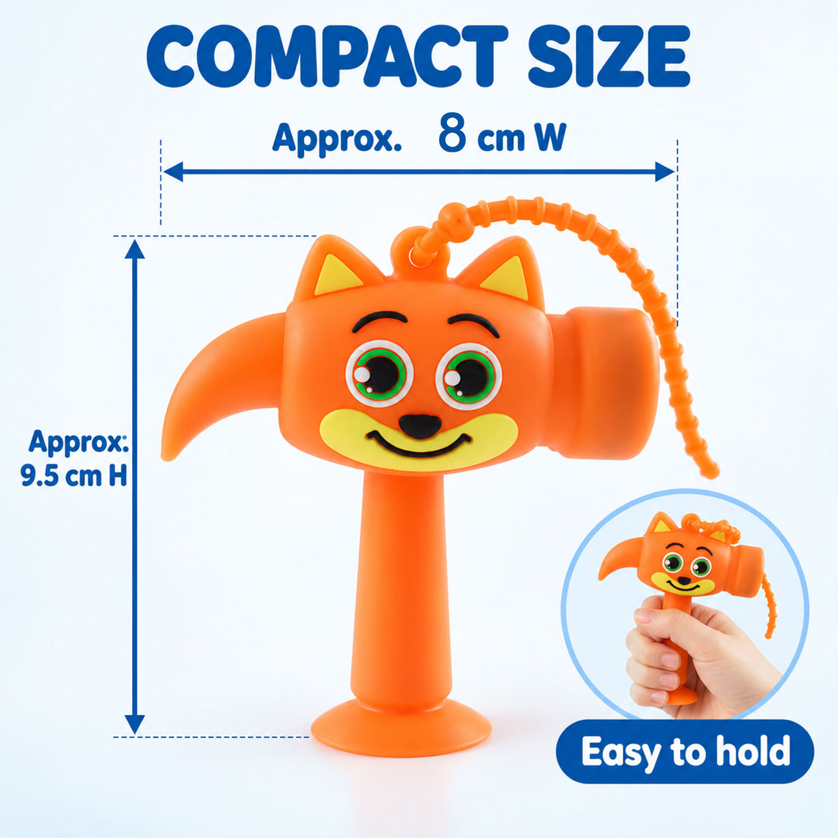 Cartoon sound hammer keychain toy in assorted designs, dimensions