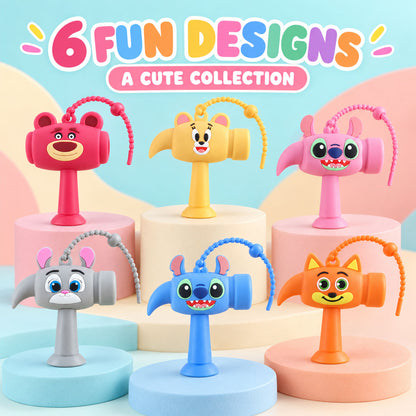 Cartoon sound hammer keychain toy in assorted designs, product view 7